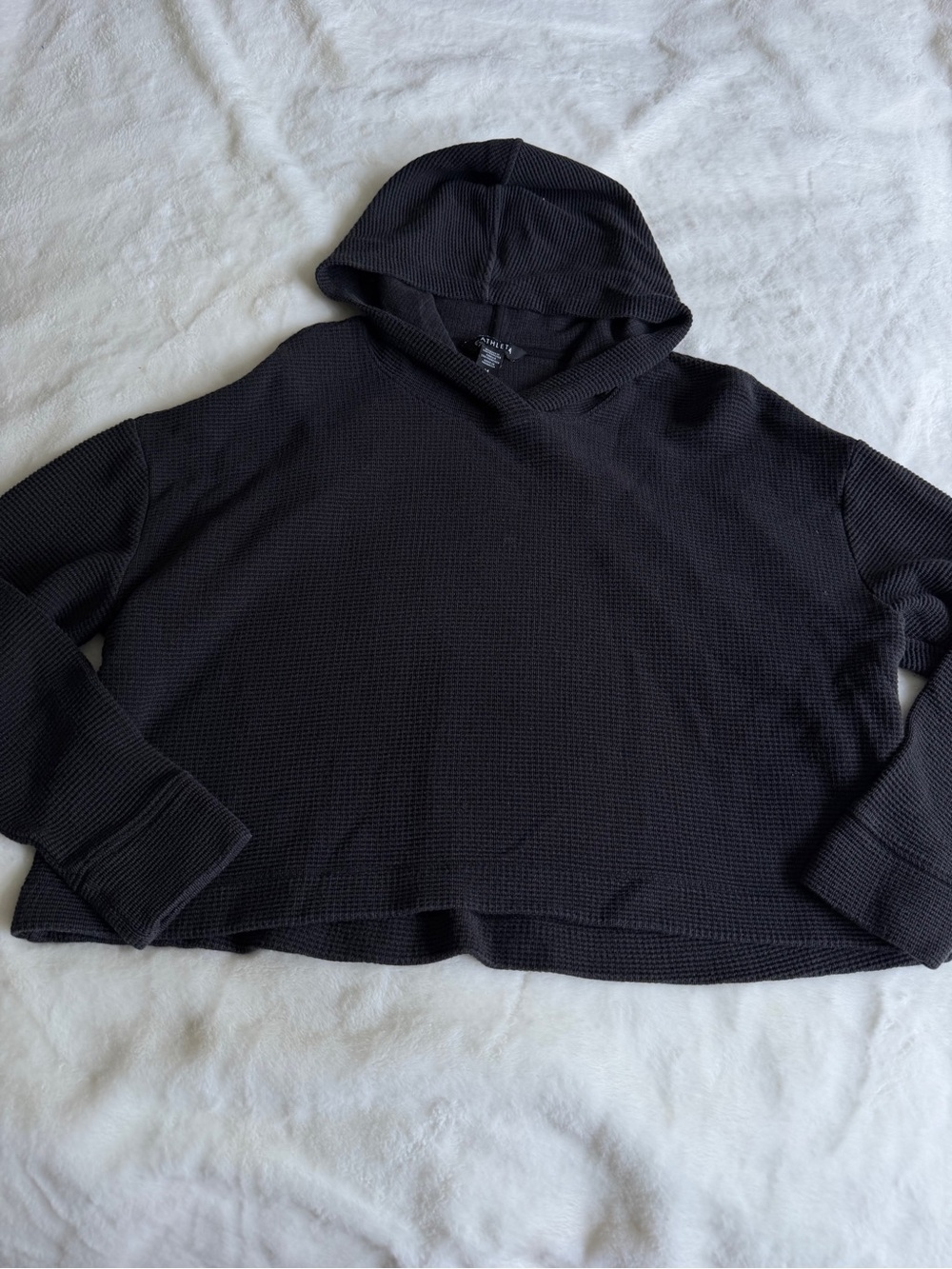 Athleta Waffle Knit Sweatshirt Black Size Medium